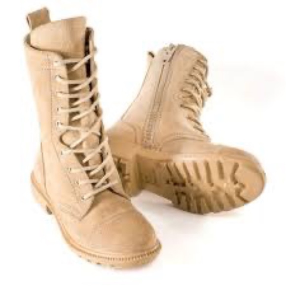 Burgan Women's NWT Tan Suede Lace-Up Combat Boots Sz 38 - Picture 9 of 9